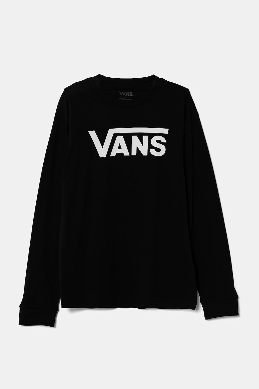 Vans longsleeve din bumbac pentru copii CLASSIC culoarea negru, cu imprimeu, VN000XOIBLK1 Vans longsleeve din bumbac pentru copii CLASSIC culoarea negru, cu imprimeu, VN000XOIBLK1