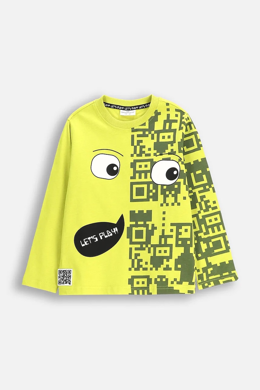 Coccodrillo longsleeve din bumbac pentru copii culoarea verde, cu imprimeu, GAMER BOY KIDS Coccodrillo longsleeve din bumbac pentru copii culoarea verde, cu imprimeu, GAMER BOY KIDS