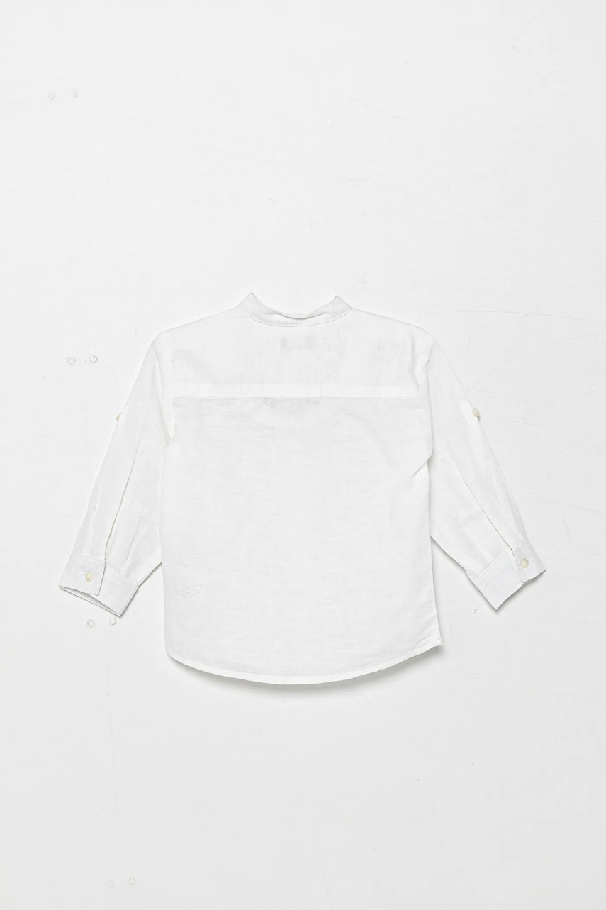 Льняная рубашка United Colors of Benetton цвет белый 5IPVGQ01L Льняная рубашка United Colors of Benetton цвет белый 5IPVGQ01L