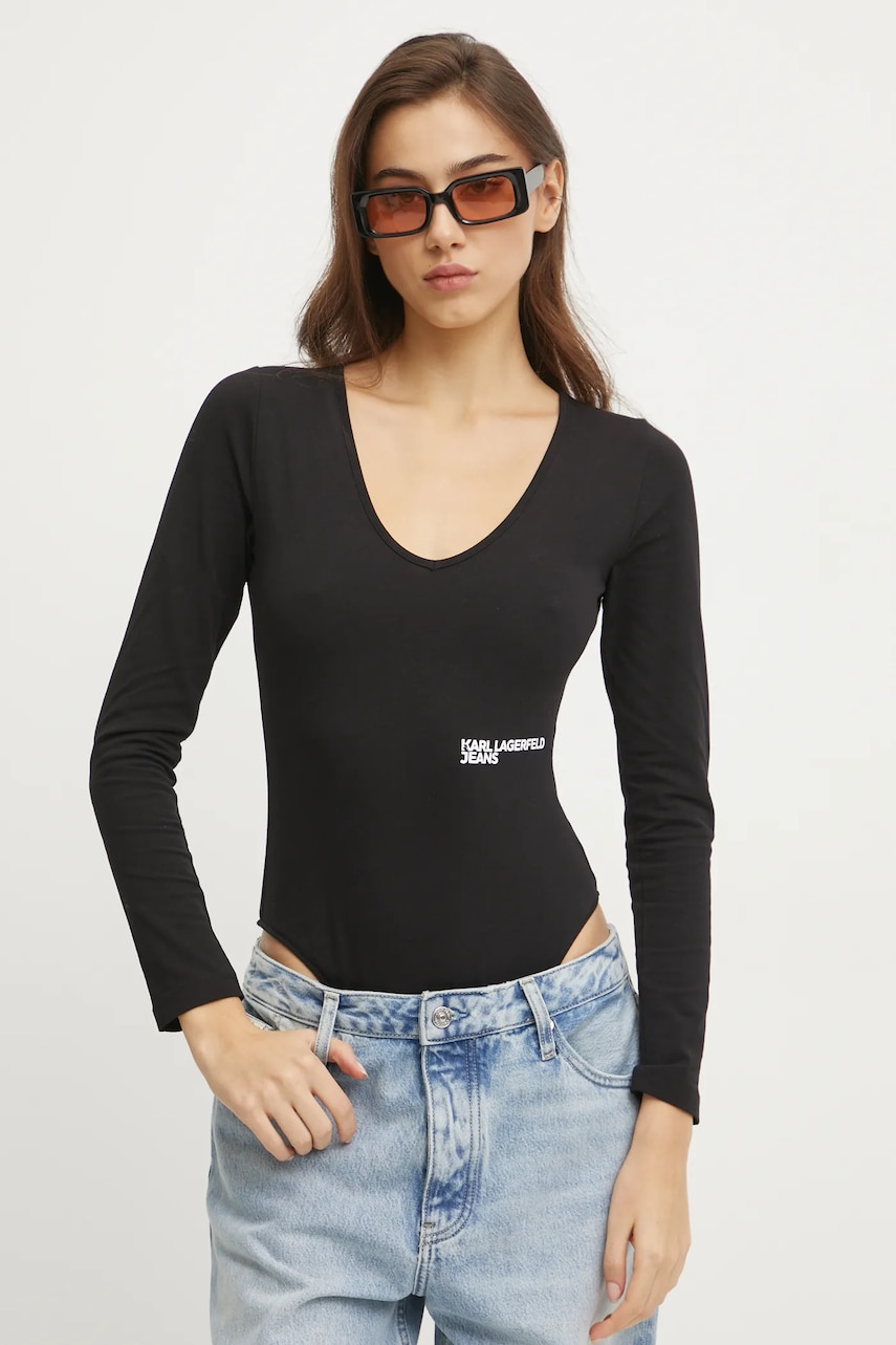 Karl Lagerfeld Jeans body femei, culoarea negru, A1W17007 Karl Lagerfeld Jeans body femei, culoarea negru, A1W17007