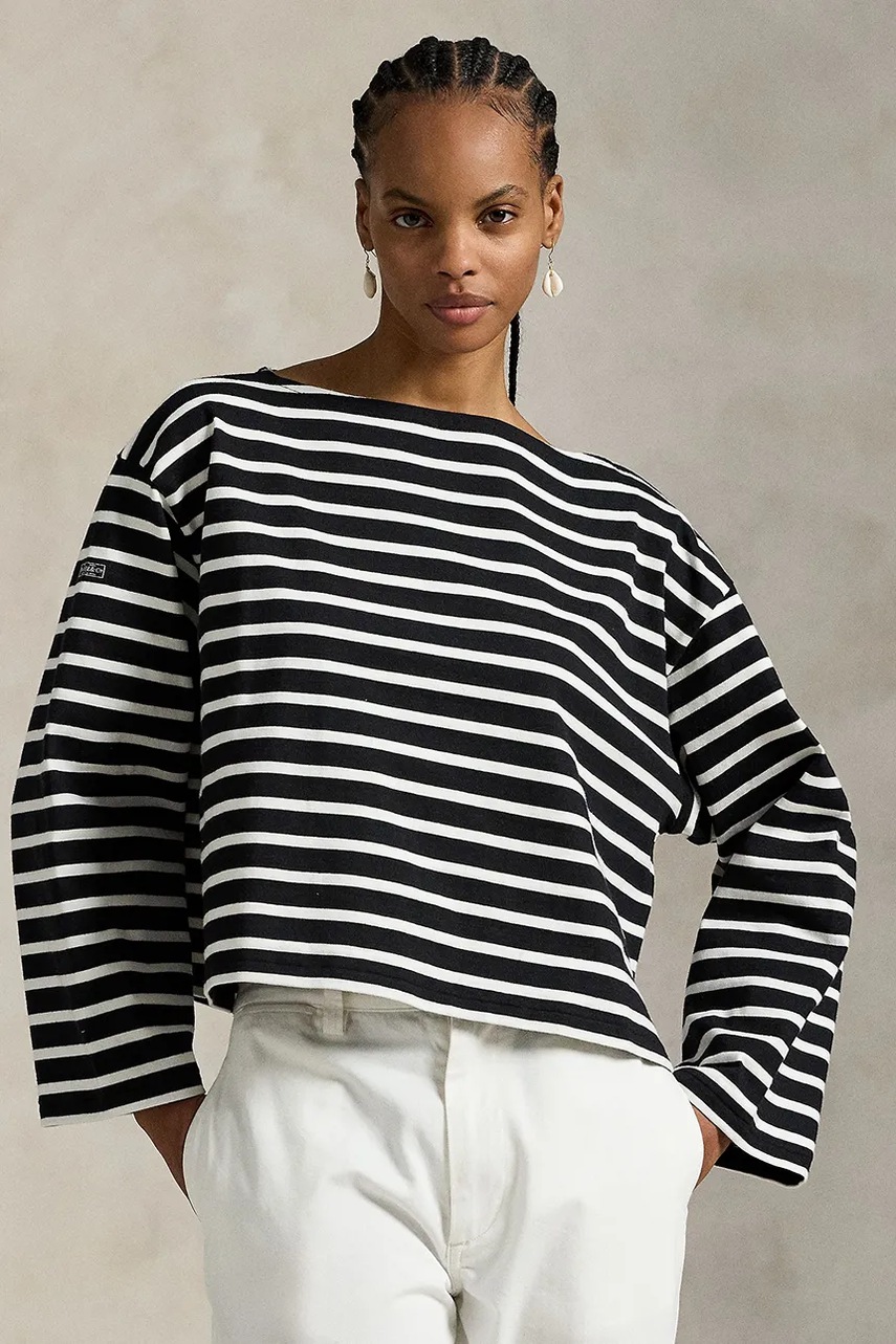 

Памучна блуза с дълги ръкави Polo Ralph Lauren в синьо 211959103, Черен