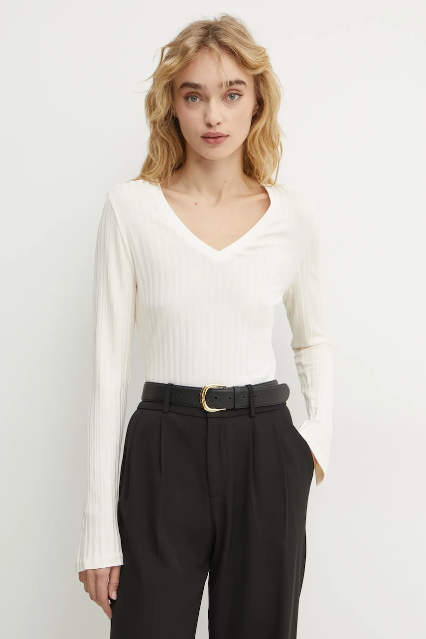 BOSS longsleeve femei, culoarea bej, 50532052