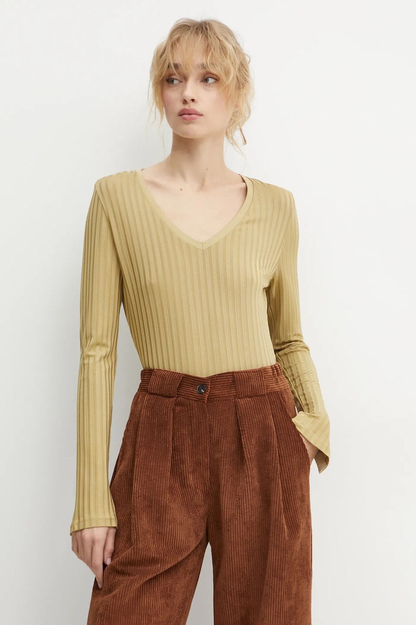 BOSS longsleeve femei, culoarea verde, 50532052