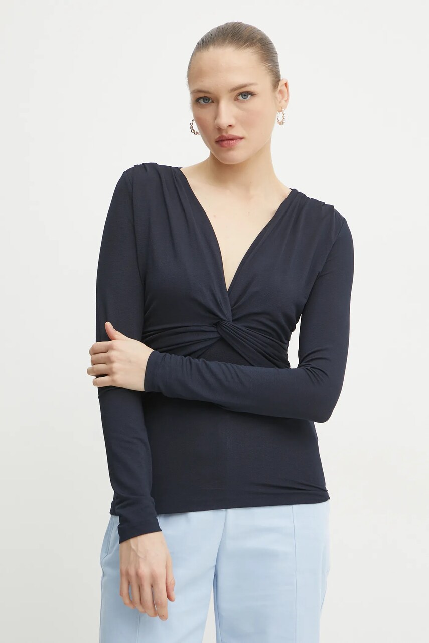 BOSS bluza femei, culoarea albastru marin, neted, 50534546