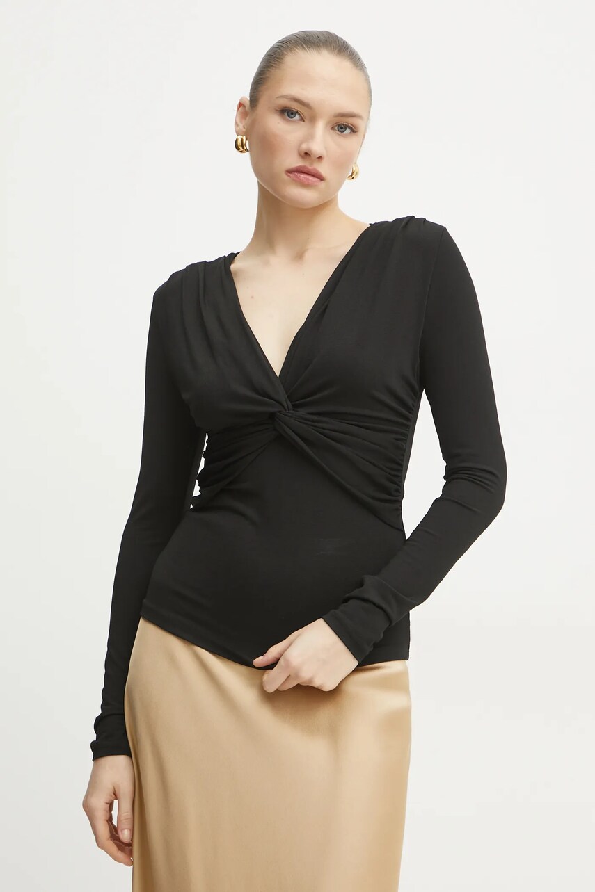 BOSS bluza femei, culoarea negru, neted, 50534546