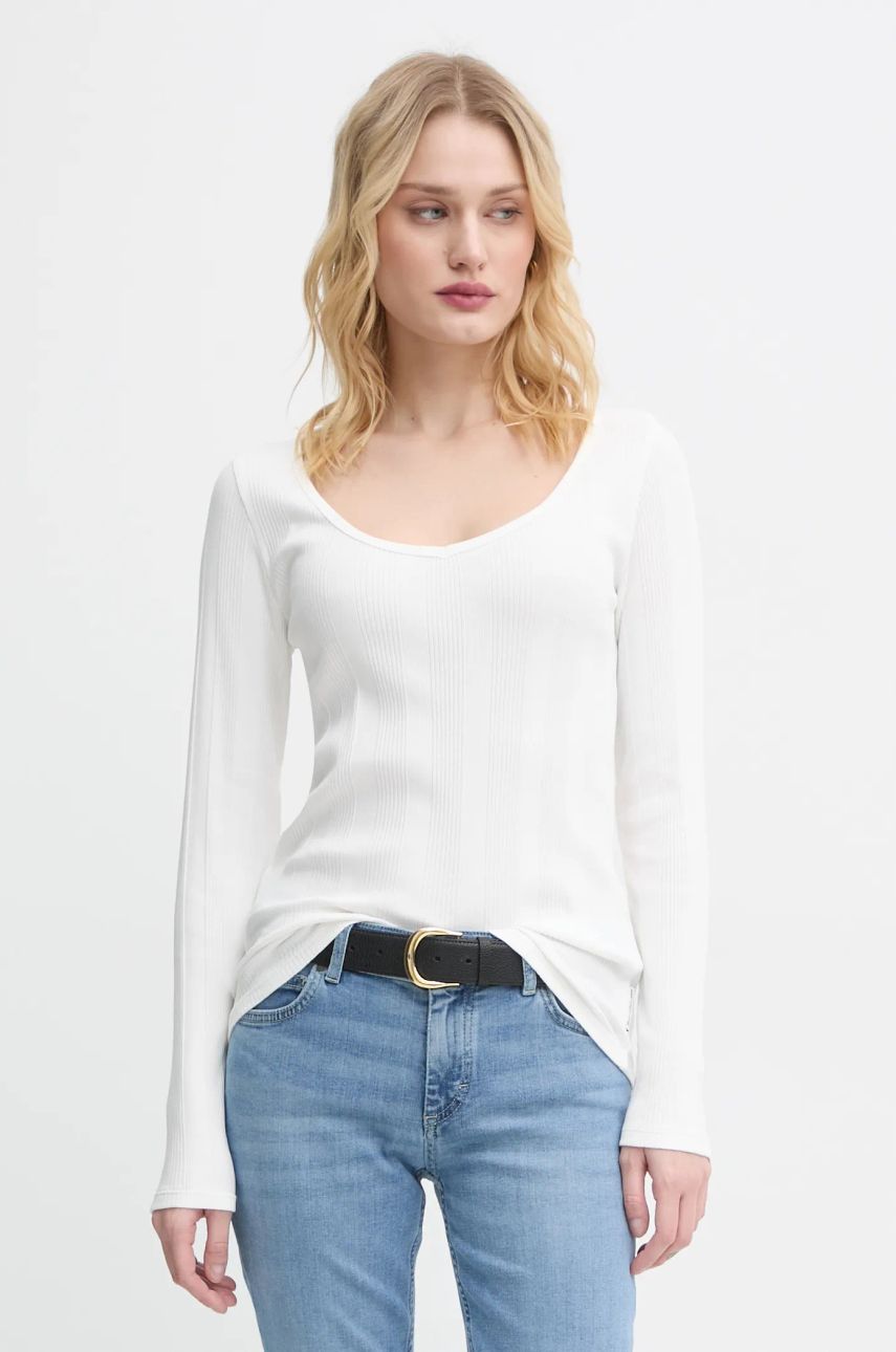 Marc O'Polo longsleeve femei, culoarea alb, 5000005778