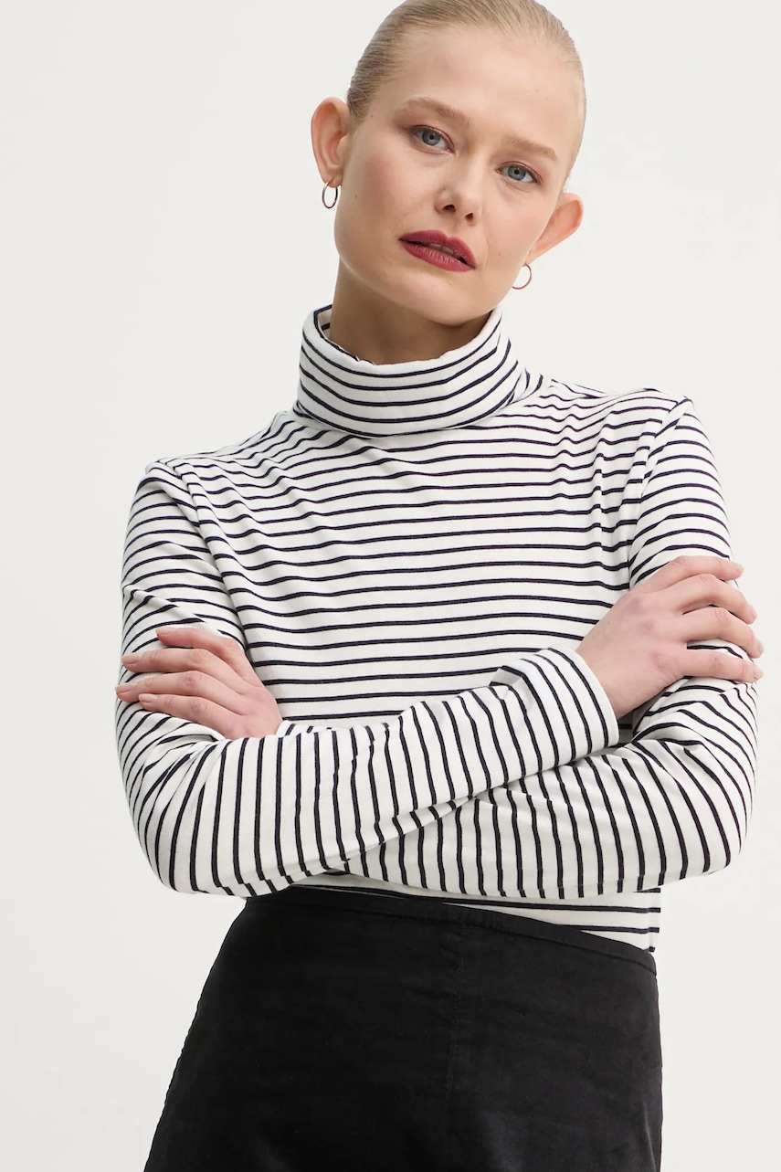 Marc O'Polo longsleeve din bumbac culoarea alb, cu guler, 5000005462 Marc O'Polo longsleeve din bumbac culoarea alb, cu guler, 5000005462