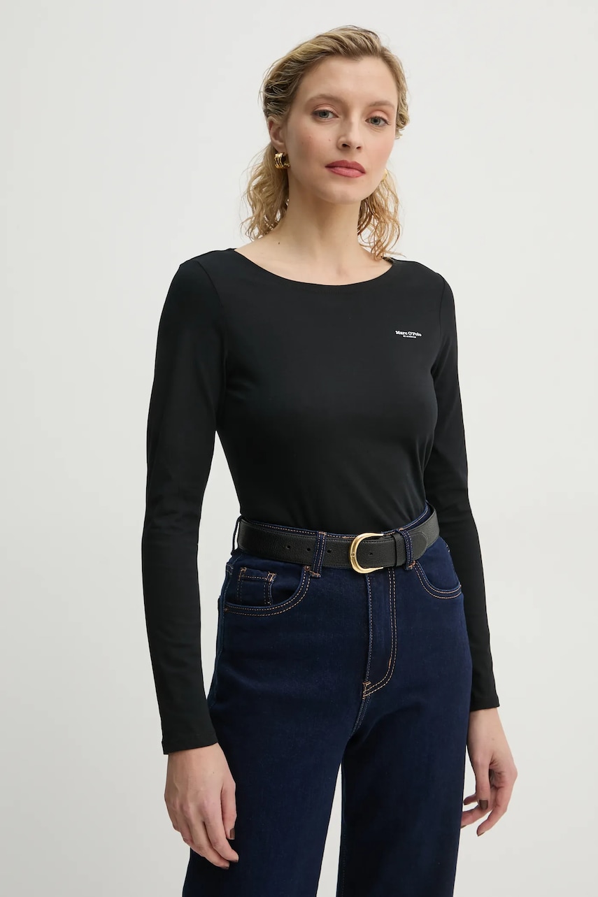 Marc O'Polo longsleeve din bumbac culoarea negru, 500218352007 Marc O'Polo longsleeve din bumbac culoarea negru, 500218352007