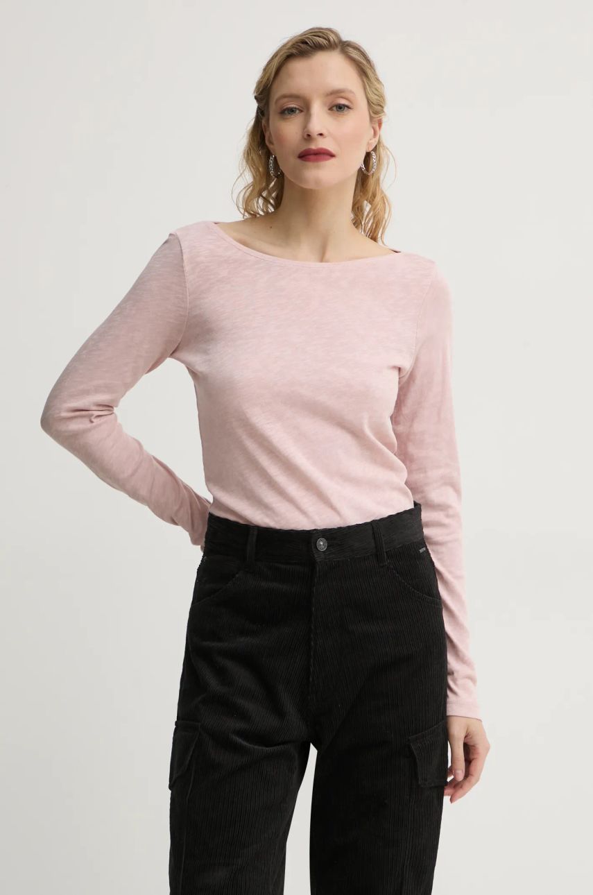 Marc O'Polo longsleeve din bumbac culoarea roz, 500226152199