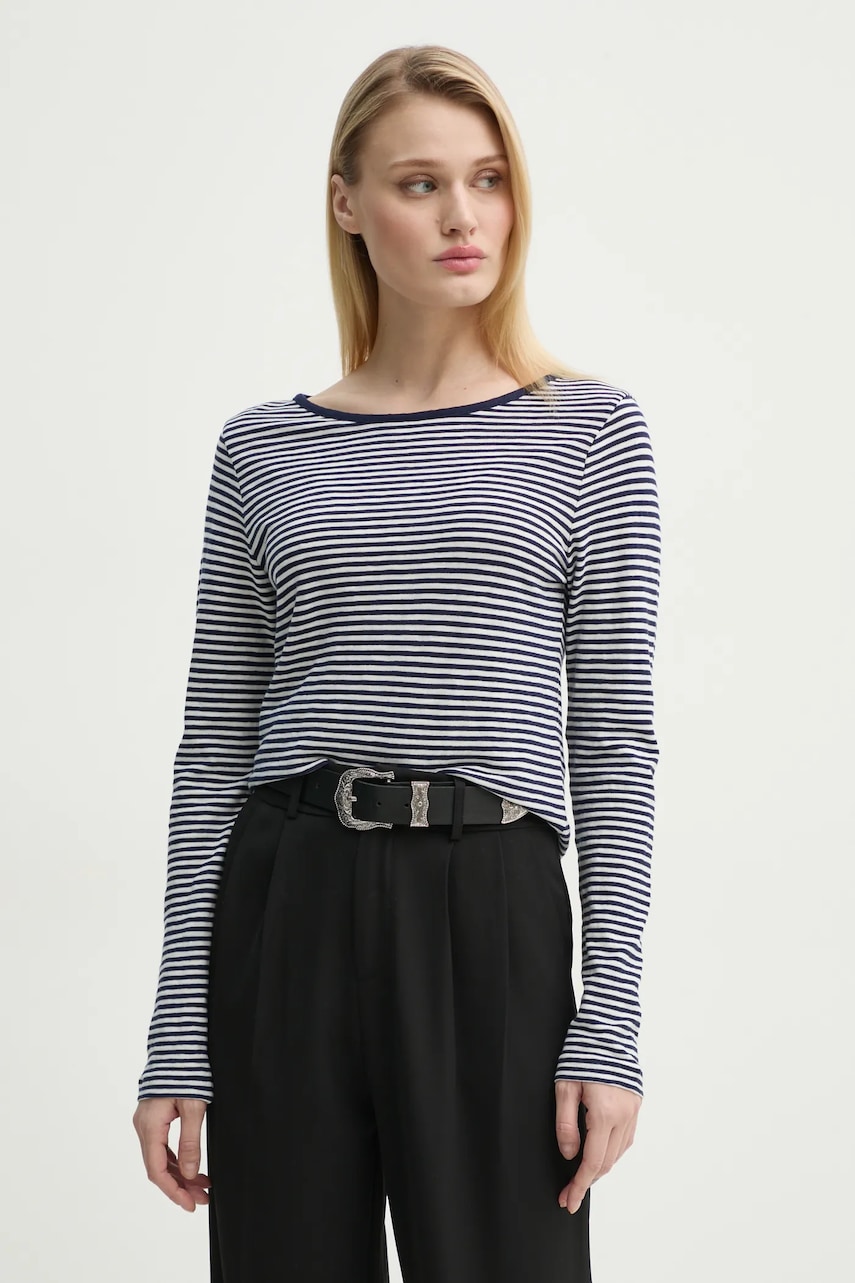 Marc O'Polo longsleeve din bumbac culoarea albastru marin, 502219652129 Marc O'Polo longsleeve din bumbac culoarea albastru marin, 502219652129