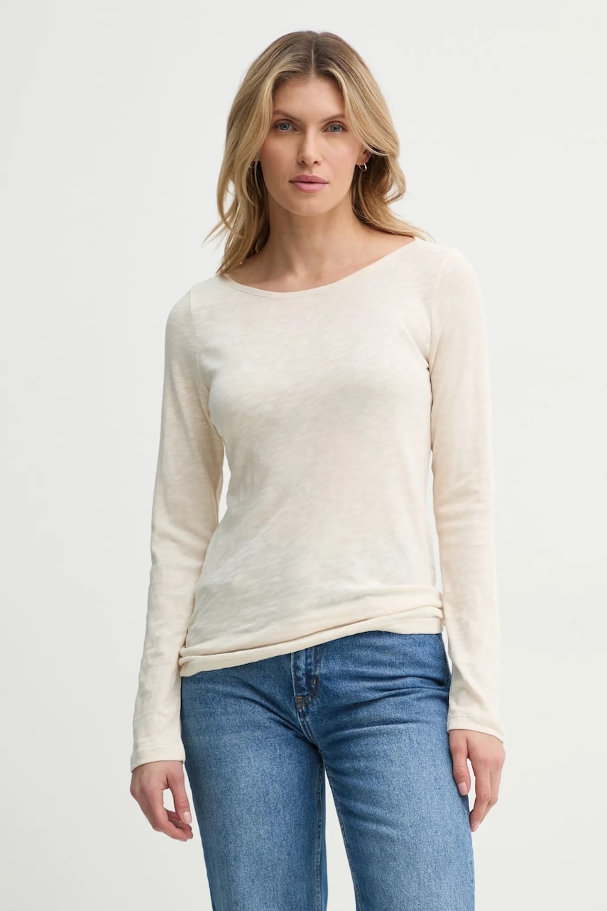 Marc O'Polo longsleeve din bumbac culoarea bej, 502226152199