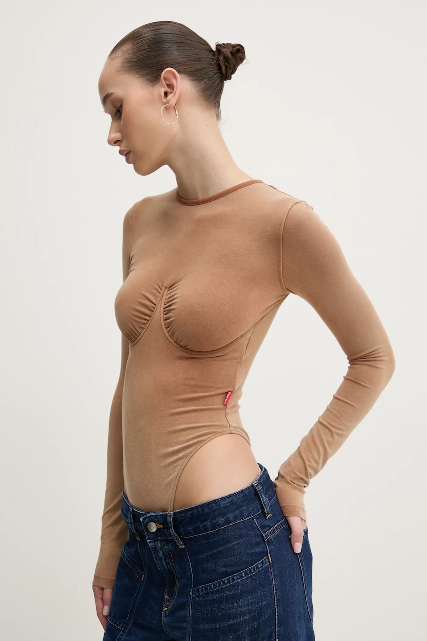 Diesel body T-FINNE-Q2 TANK TOP femei, culoarea maro, A17608.0QMAT Diesel body T-FINNE-Q2 TANK TOP femei, culoarea maro, A17608.0QMAT