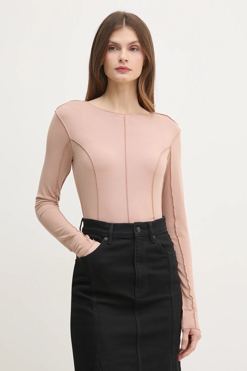 Sisley longsleeve femei, culoarea portocaliu, 33FEL106W