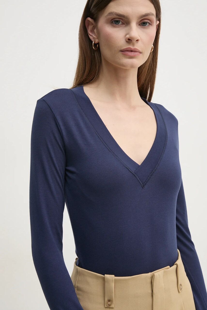 Sisley longsleeve femei, culoarea albastru marin, 33FEL400V