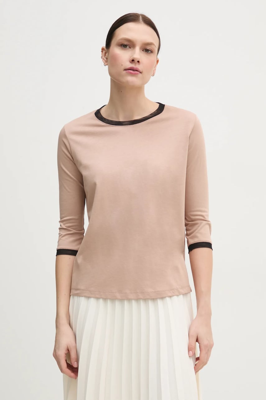 Sisley longsleeve femei, culoarea maro, 38B6L1079