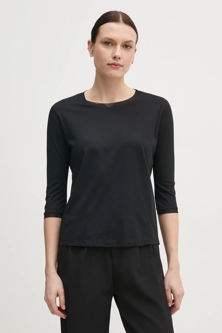 Sisley longsleeve femei, culoarea negru, 38B6L1079