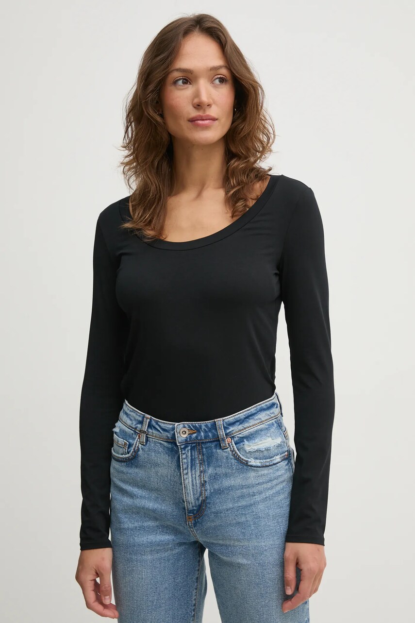 Sisley longsleeve culoarea negru, 3UUKL106X