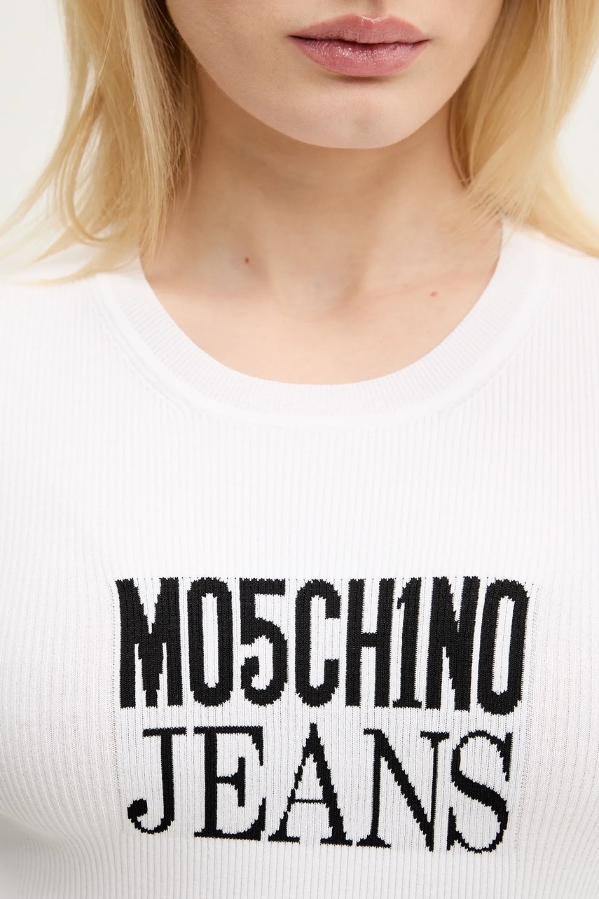 Πουλόβερ Moschino Jeans χρώμα: άσπρο, 0937 3203 φωτογραφία