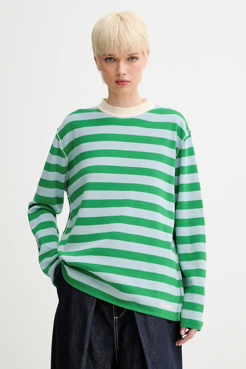 Sunnei pulover de bumbac culoarea verde, light, RTWXKNW015