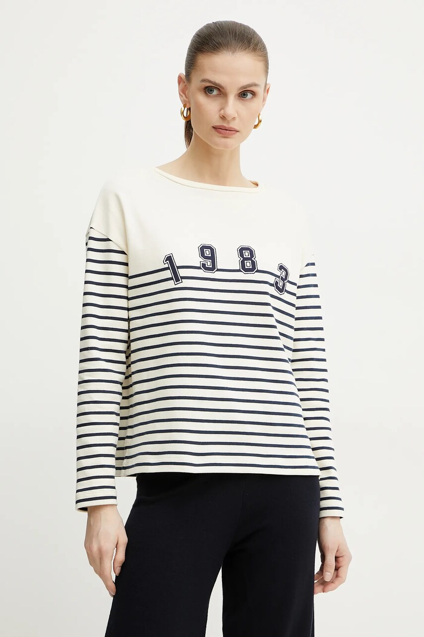 Levně Bavlněná mikina Weekend Max Mara béžová barva, vzorovaná, 2515941041600