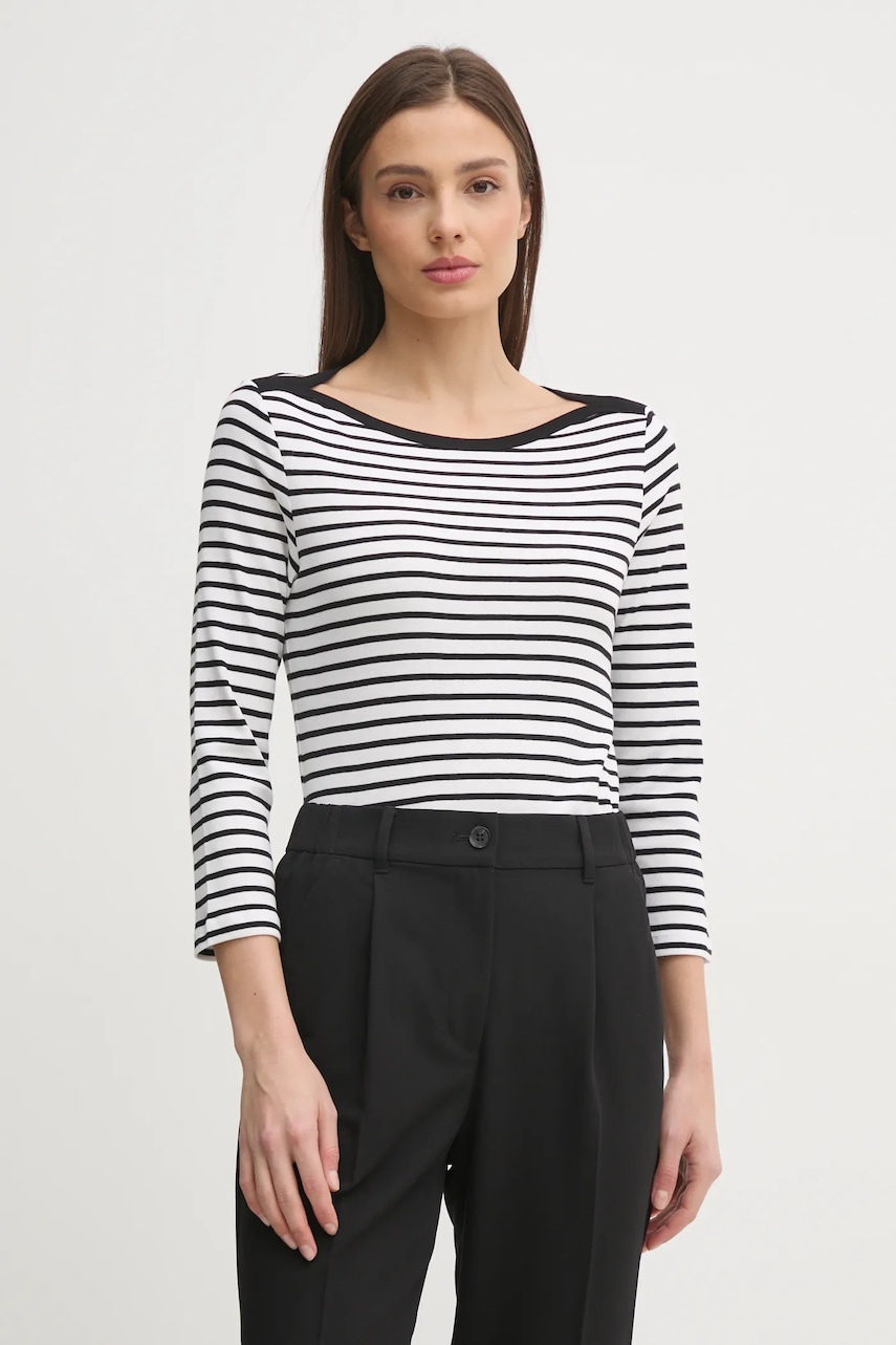 United Colors of Benetton longsleeve din bumbac culoarea alb, 30YSD109W