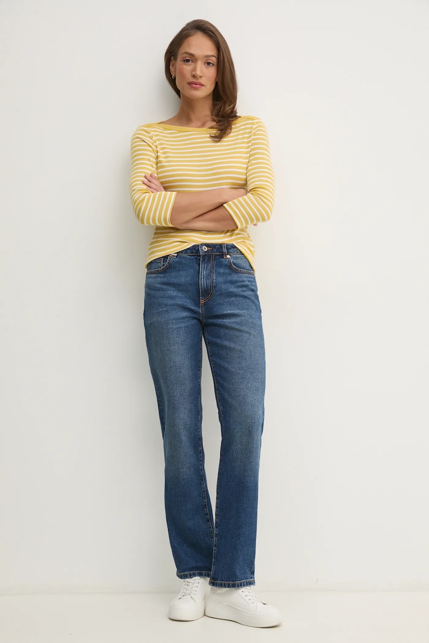 Хлопковый лонгслив United Colors of Benetton цвет жёлтый 30YSD109W Хлопковый лонгслив United Colors of Benetton цвет жёлтый 30YSD109W