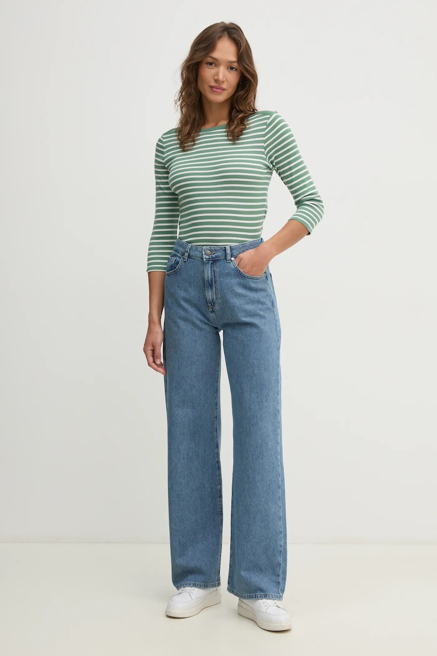 Хлопковый лонгслив United Colors of Benetton цвет зелёный 30YSD109W Хлопковый лонгслив United Colors of Benetton цвет зелёный 30YSD109W