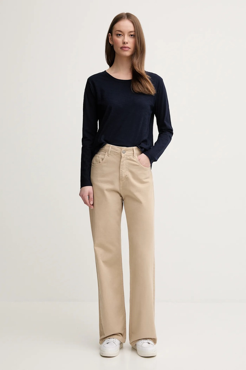 Хлопковый лонгслив United Colors of Benetton цвет синий 3BVXD109G