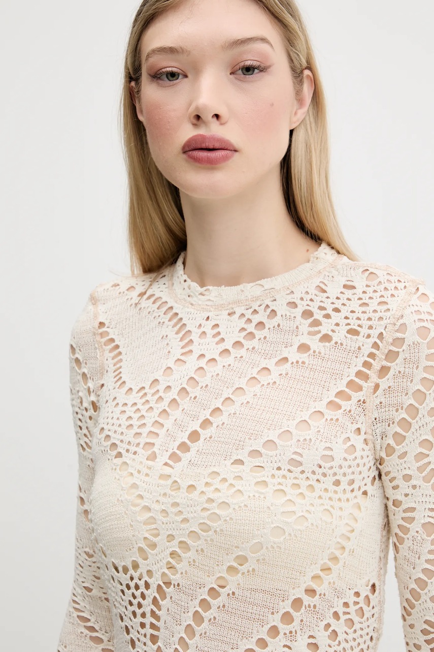 Πουλόβερ Desigual DENIS χρώμα: μπεζ, 25SWTKAM φωτογραφία