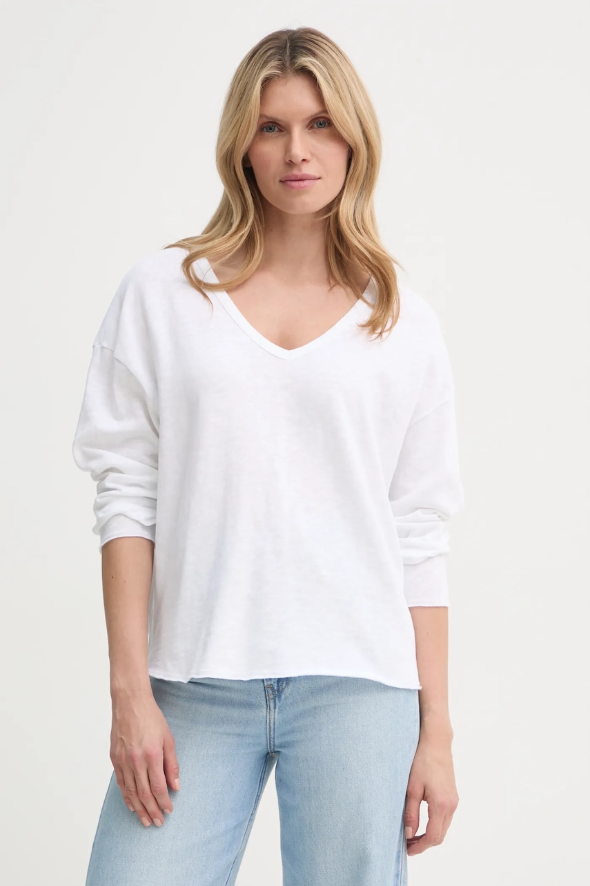 American Vintage longsleeve din bumbac culoarea alb, SON02GGE25 American Vintage longsleeve din bumbac culoarea alb, SON02GGE25