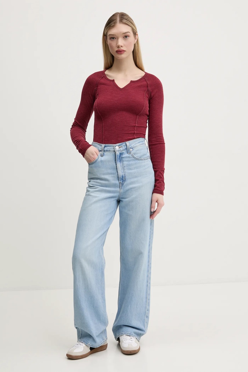 Лонгслив Guess Originals цвет бордовый W5RP42 KCGB0 Лонгслив Guess Originals цвет бордовый W5RP42 KCGB0