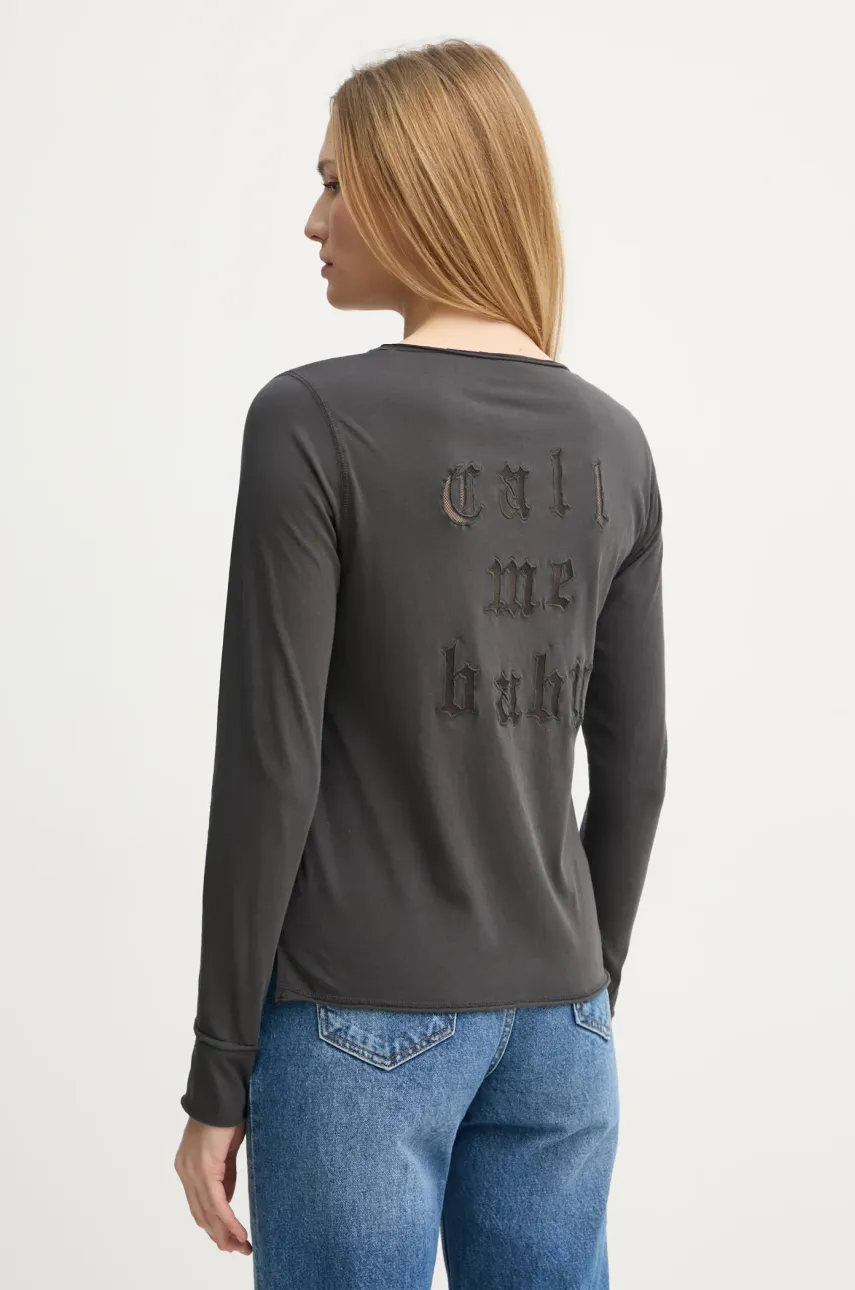 ZADIG&VOLTAIRE longsleeve din bumbac culoarea gri, JWTN02600