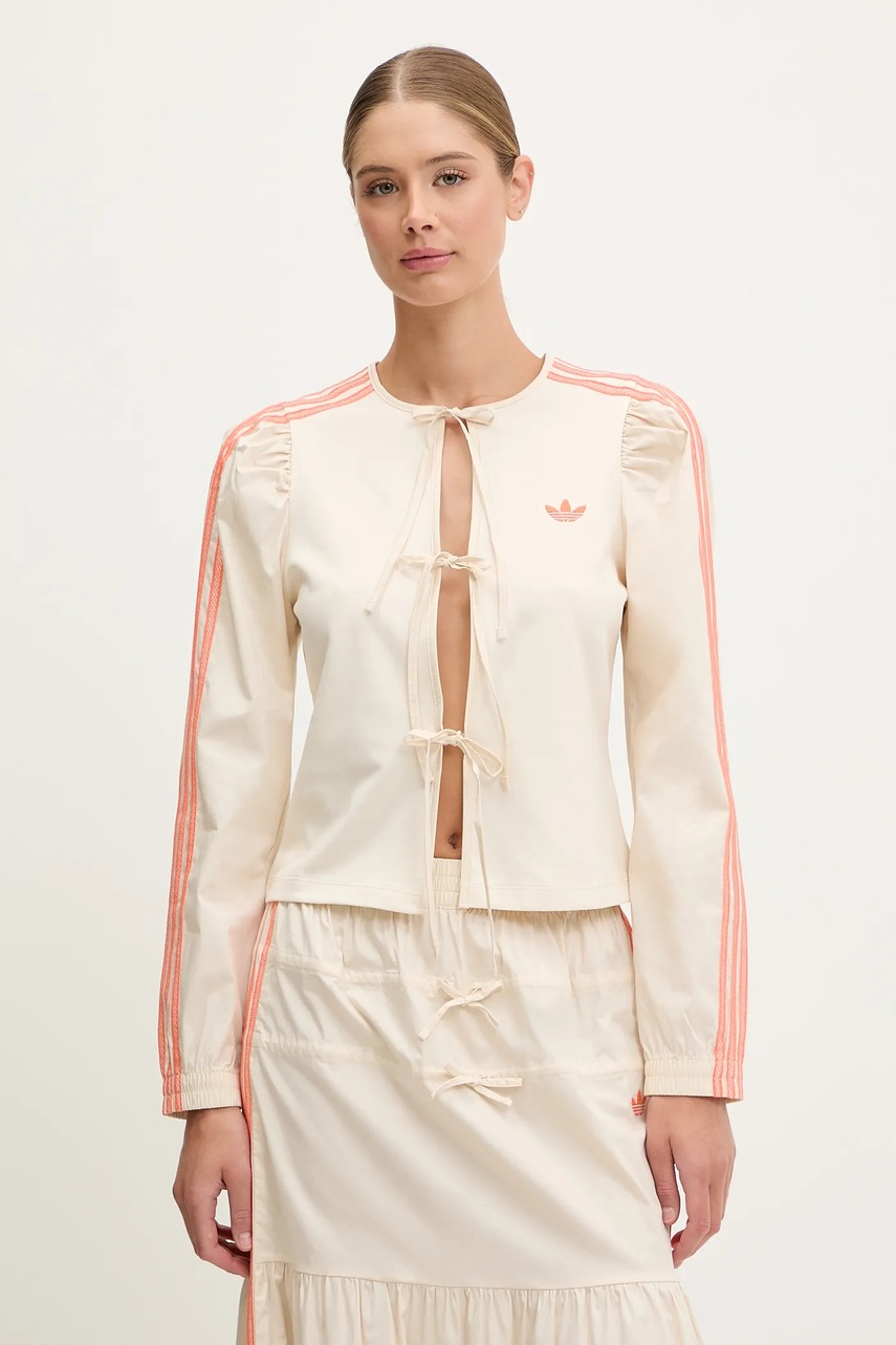 adidas Originals tricou Blouse culoarea bej, cu imprimeu, KC0763