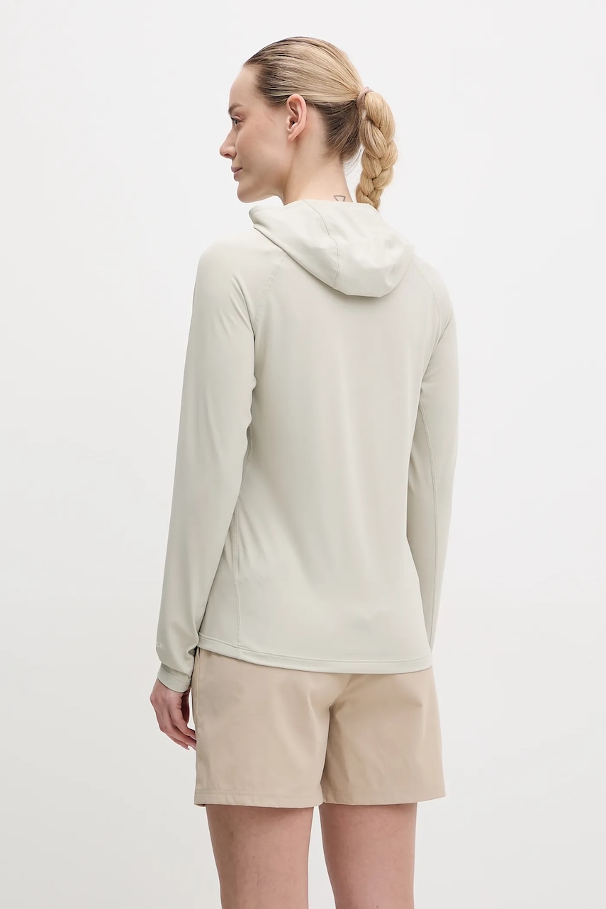 Кофта outdoor Jack Wolfskin Prelight Swift цвет бежевый с капюшоном однотонная A63802