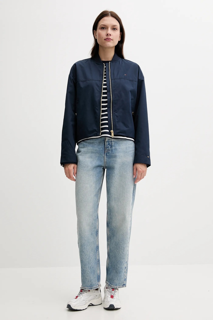 Хлопковый лонгслив Tommy Hilfiger цвет синий WW0WW45519