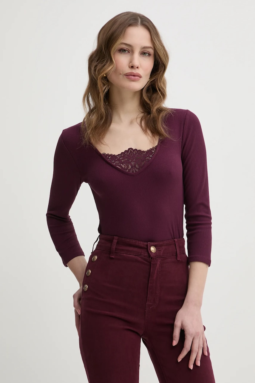 Morgan body TDOUNIA femei, culoarea bordo, cu spate descoperit, TDOUNIA