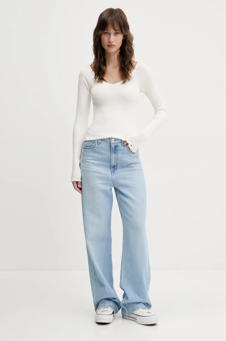 Лонгслив Tommy Jeans цвет бежевый DW0DW20236 Лонгслив Tommy Jeans цвет бежевый DW0DW20236