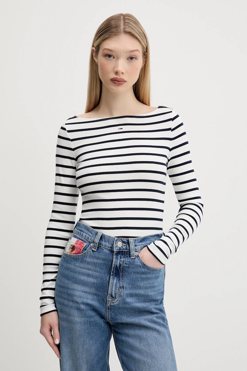 Tommy Jeans longsleeve culoarea gri, DW0DW21350