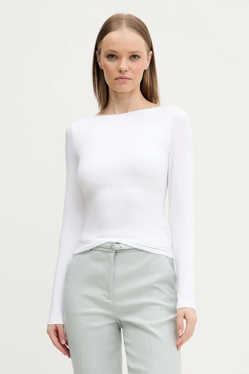 Hollister Co. longsleeve culoarea alb, cu spate descoperit, KI339-5068