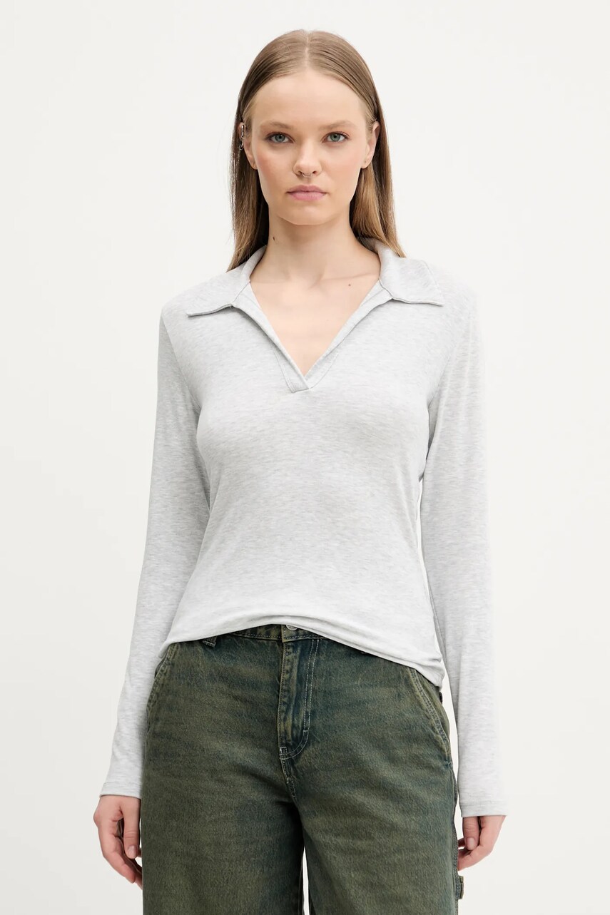 Levně Tričko s dlouhým rukávem Abercrombie & Fitch šedá barva, KI139-5208