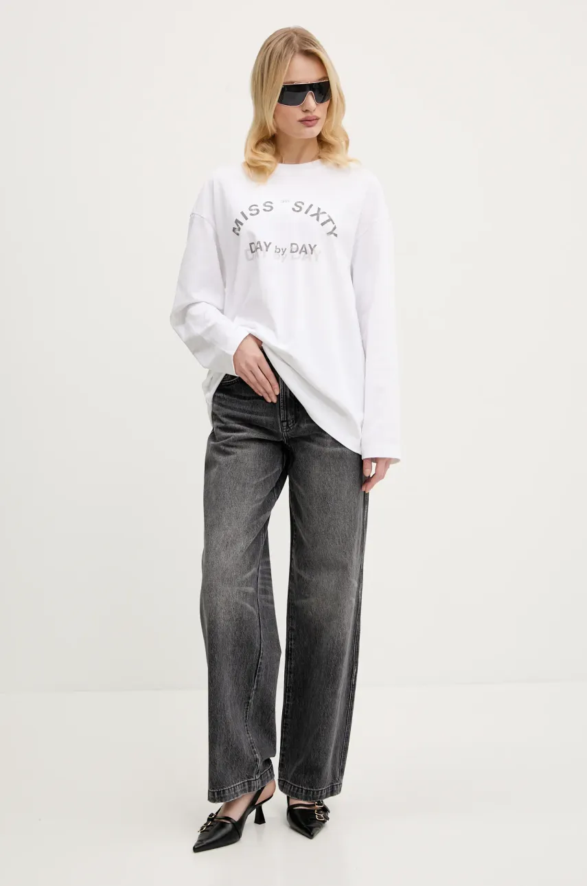 Хлопковый лонгслив Miss Sixty цвет белый 6S1SJ37800 Хлопковый лонгслив Miss Sixty цвет белый 6S1SJ37800