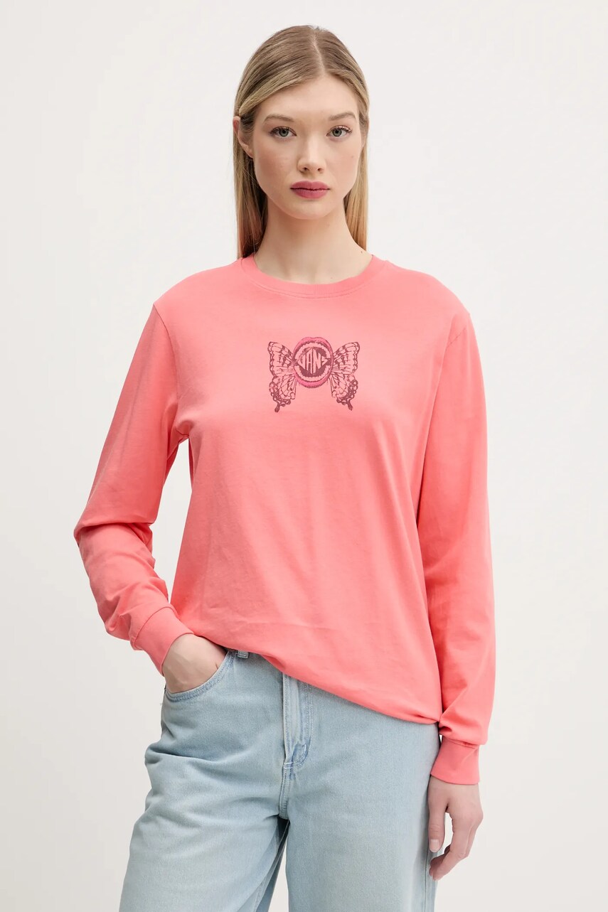 Vans longsleeve din bumbac culoarea portocaliu, VN000NXQD6Z1