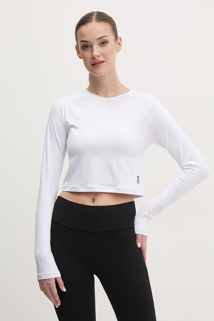 ON running mânecă lungă de antrenament Studio culoarea alb, 1WF12430069