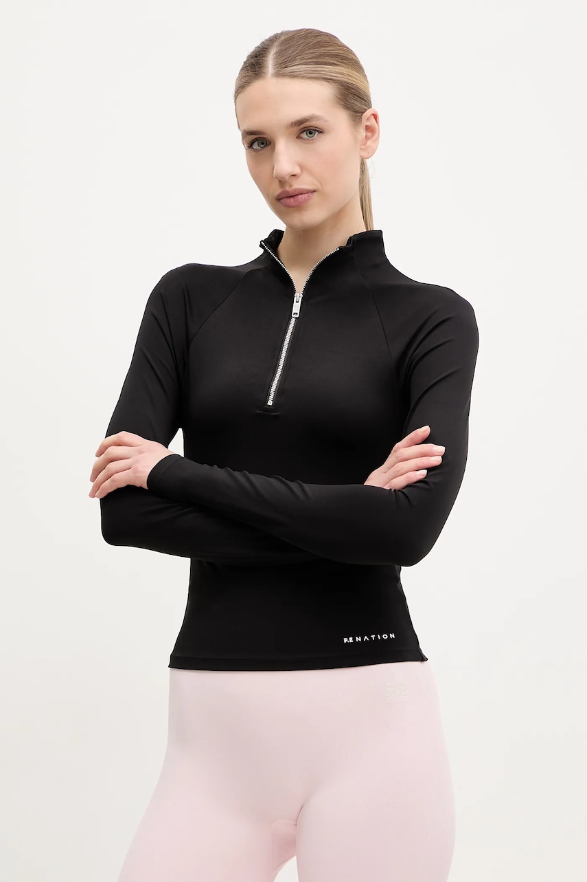 P.E Nation longsleeve Routine femei, culoarea negru, cu guler, 251L160 P.E Nation longsleeve Routine femei, culoarea negru, cu guler, 251L160