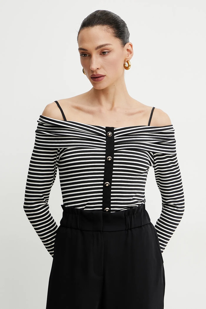Morgan bluza TROPEZ femei, culoarea negru, modelator, TROPEZ