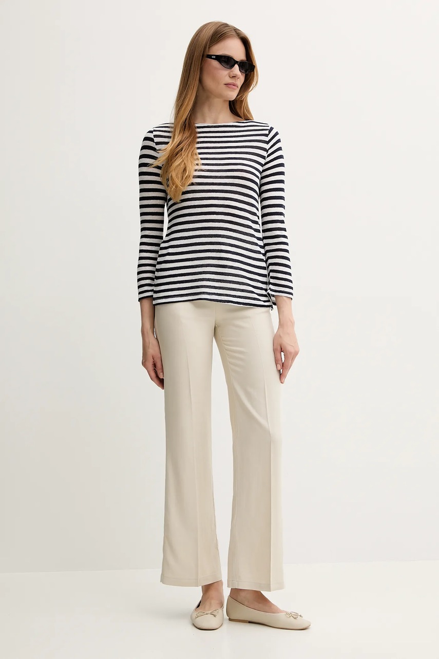 Лонгслив с примесью льна United Colors of Benetton цвет синий 38O0D109X