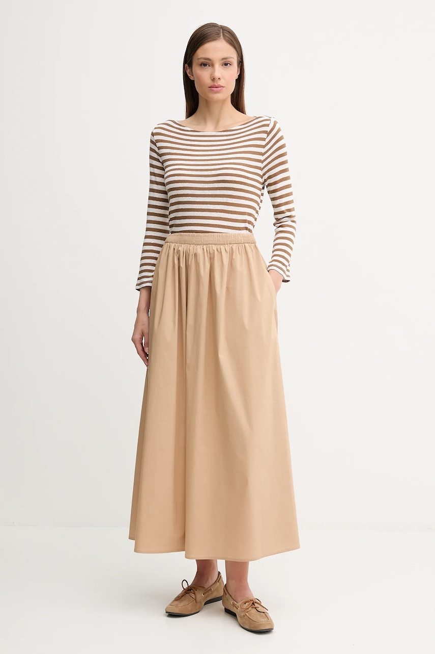 Лонгслив с примесью льна United Colors of Benetton цвет коричневый 38O0D109X