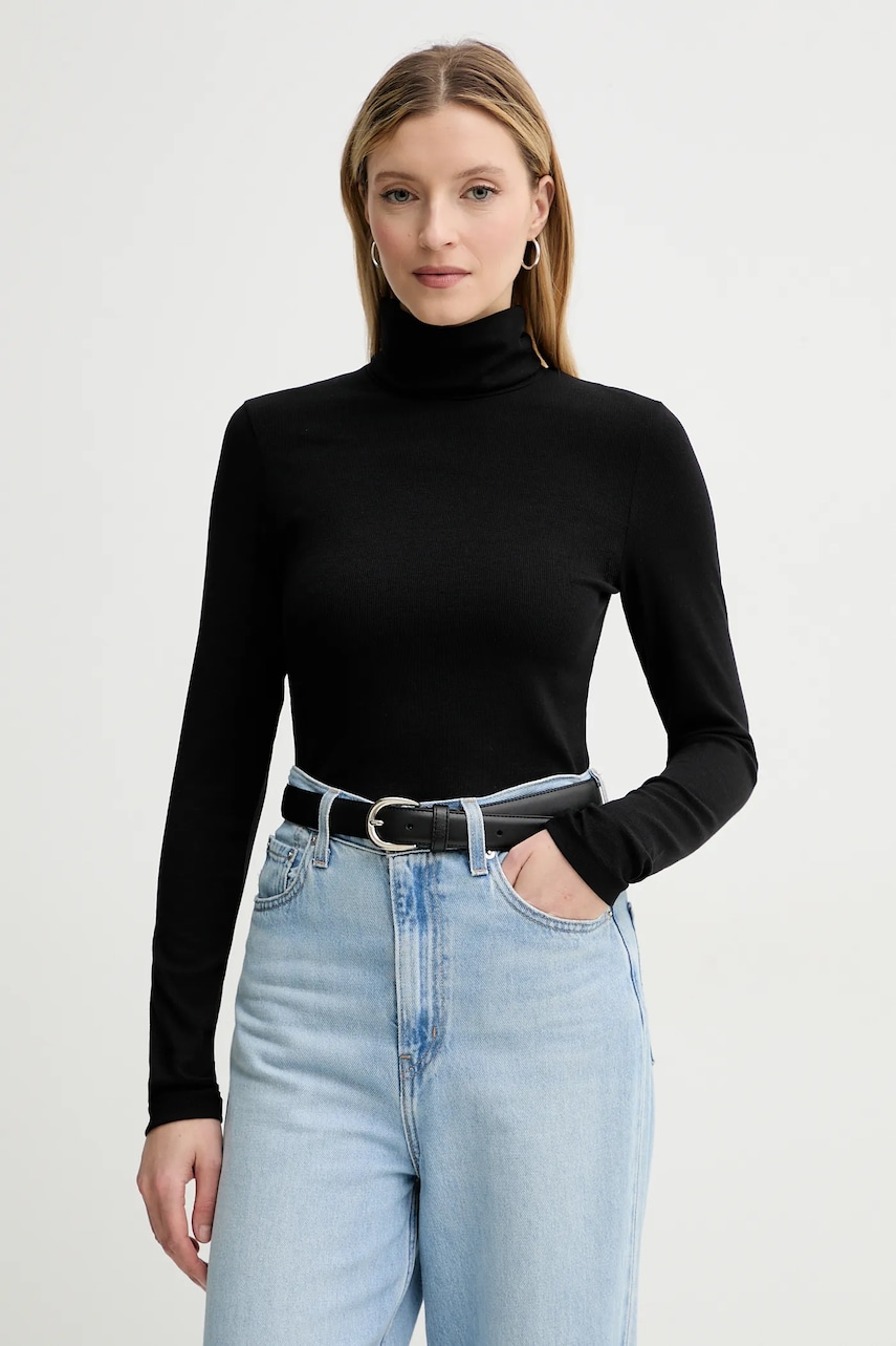 Marc O'Polo longsleeve culoarea negru, cu guler, M10221152521 Marc O'Polo longsleeve culoarea negru, cu guler, M10221152521