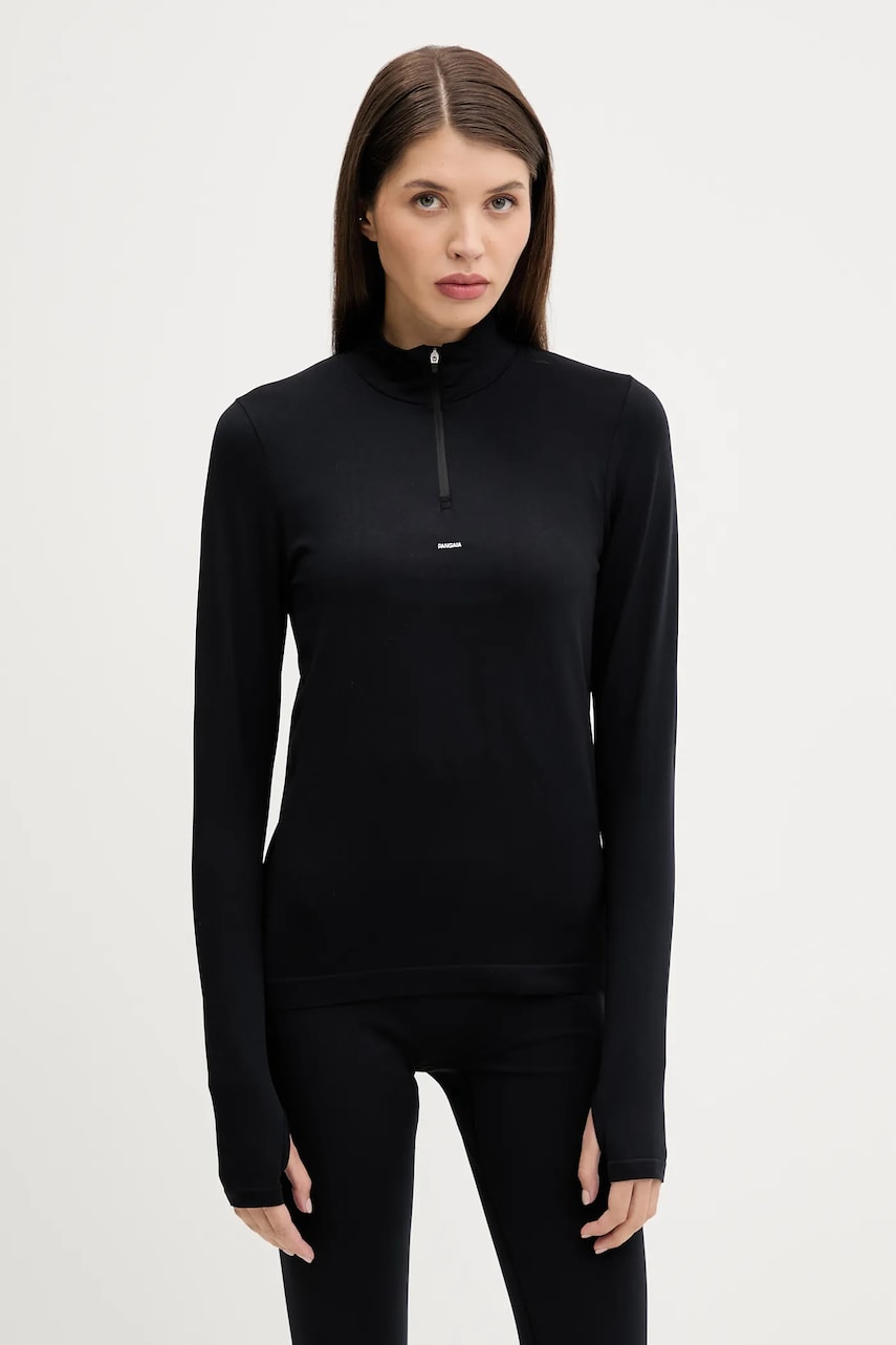 Pangaia longsleeve Plant-Stretch Zipped Long Sleeve Top culoarea negru, 10002426