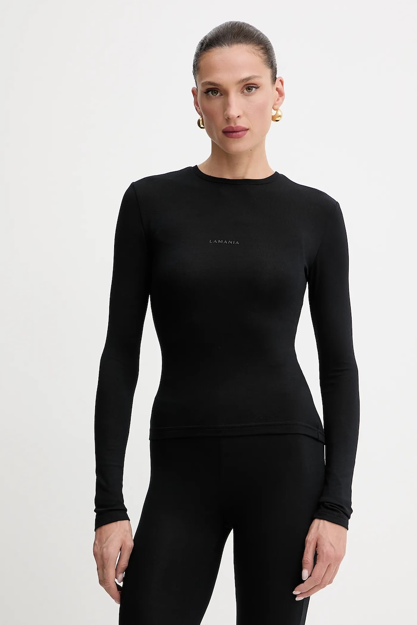 La Mania longsleeve culoarea negru, GIN.LONGSLEEVE
